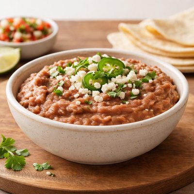 Porción de frijoles refritos