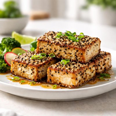 Sesame-crusted tofu
