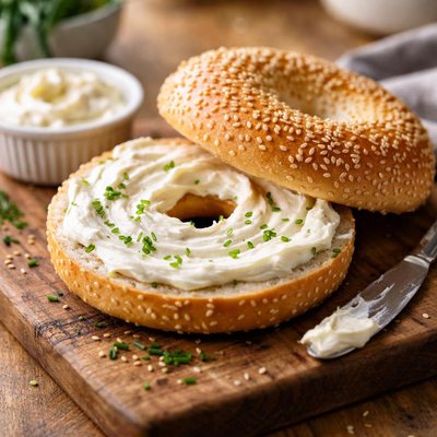 Sesame bagel cream cheese