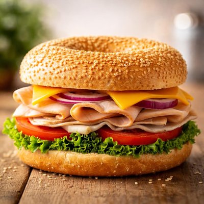 Sesame bagel sandwich