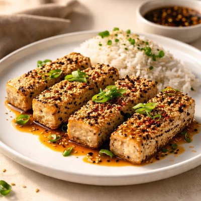 Sesame crusted tofu