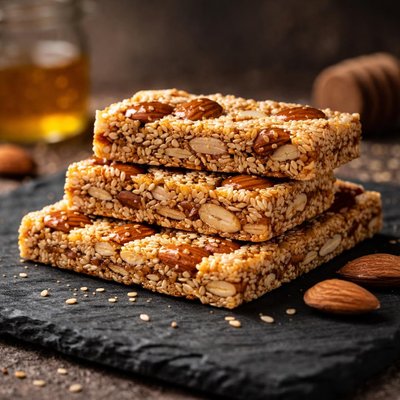Barra de sésamo, miel y almendra