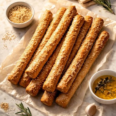 Sesame seed breadsticks