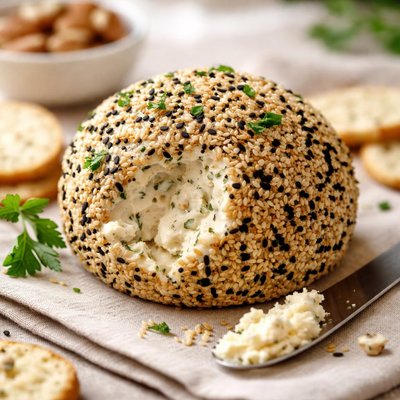 Sesame seed crusted cheese ball