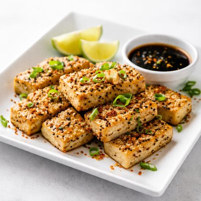 Sesame seed crusted tofu