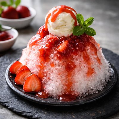 Shaved ice with ice cream
