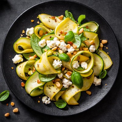 Shaved summer squash with goat cheese