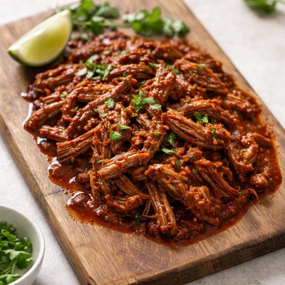 Carne deshebrada en salsa roja