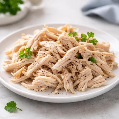 Shredded boiled chicken breast