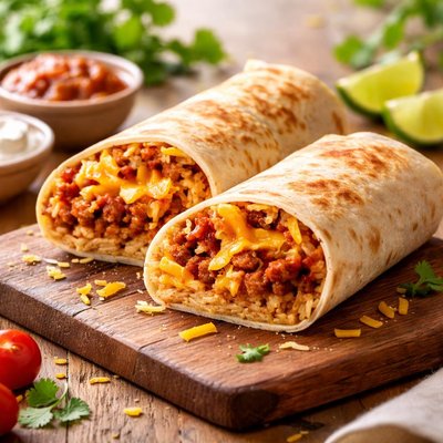 Shredded cheese burrito