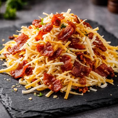 Shredded cheese with bacon