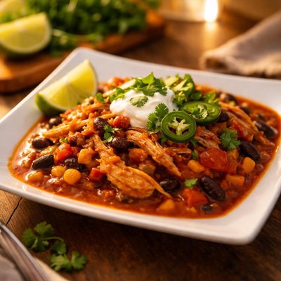 Shredded chicken chili