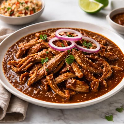 Shredded chicken in mole sauce