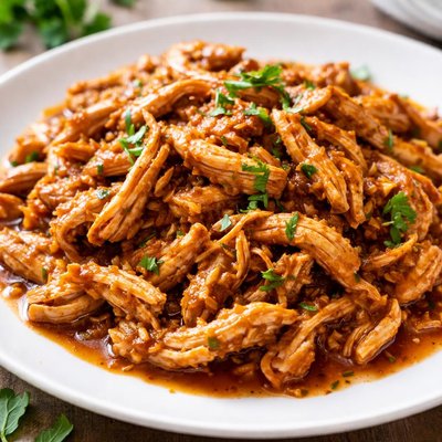 Pollo desmenuzado en salsa