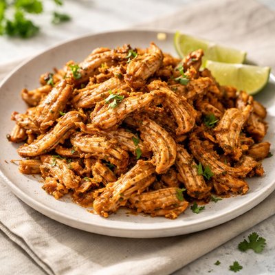 pollo desmenuzado marinado