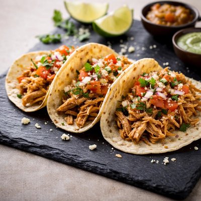 Shredded chicken street tacos