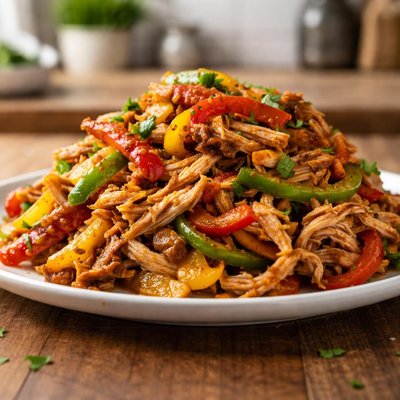 Shredded chicken with fajita mix
