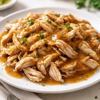 pollo desmenuzado con salsa