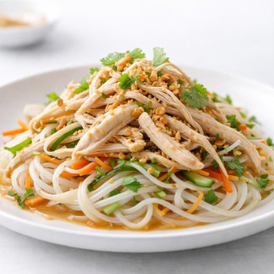 Shredded chicken with rice noodles