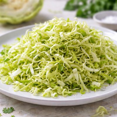 Shredded green cabbage