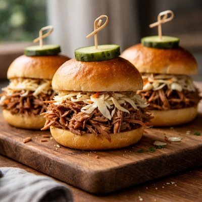 Shredded pork butt sliders