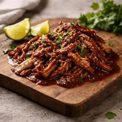 Shredded pork with mole sauce