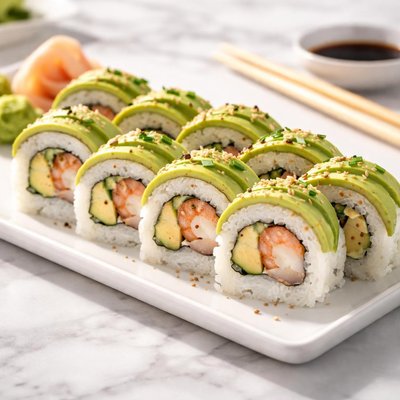 Shrimp and avocade sushi roll