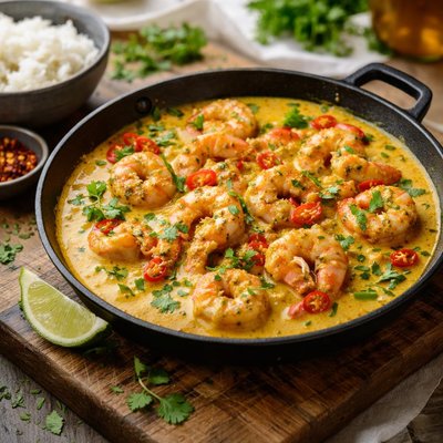 Shrimp and curry sauce