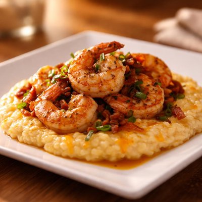 Shrimp and grits with cheese