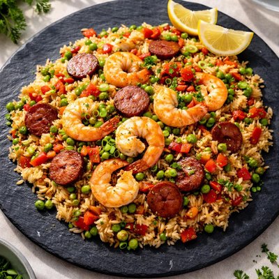Shrimp and sausage fried rice