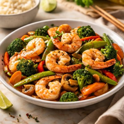 Shrimp and vegetable stir-fry