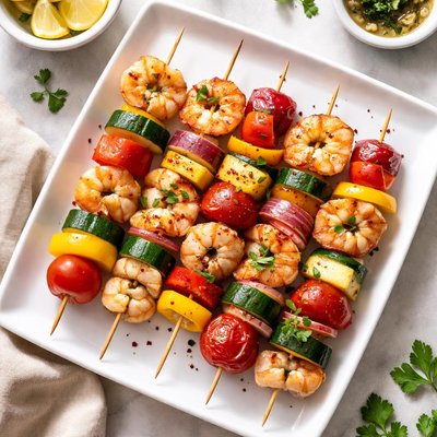 Shrimp and veggie kabob