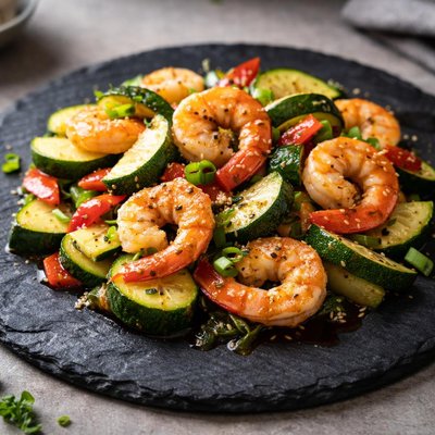 Shrimp and zucchini stir-fry