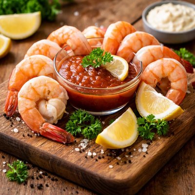 Shrimp cocktail with cocktail sauce