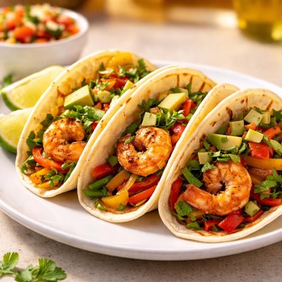 Shrimp fajita taco