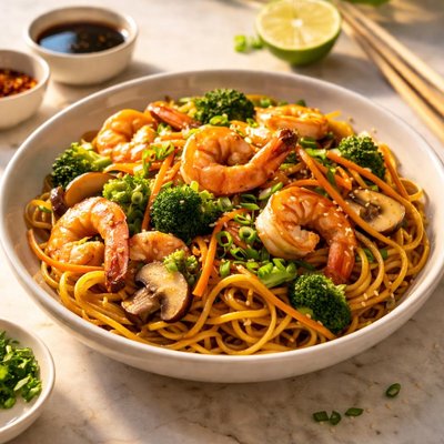 Shrimp hibachi noodles