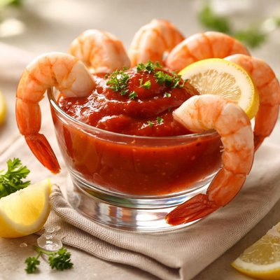 Shrimp in cocktail sauce