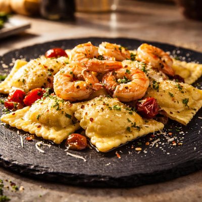 Shrimp ravioli