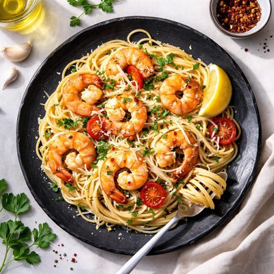 Shrimp spaghetti pasta