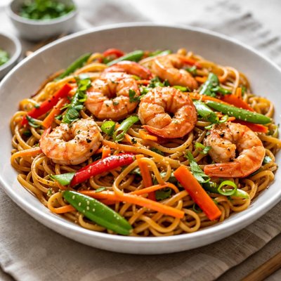 Shrimp stir-fry noodles