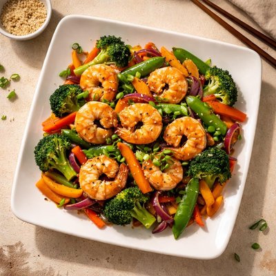Shrimp stirfry with vegetables