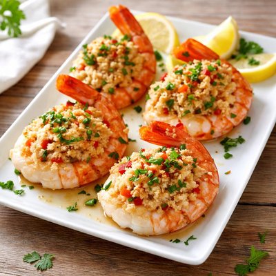 Shrimp stuffed with crab meat