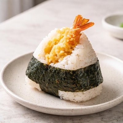 Shrimp tempura rice ball