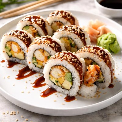 Shrimp tempura roll sushi