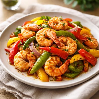 Shrimp with bell peppers