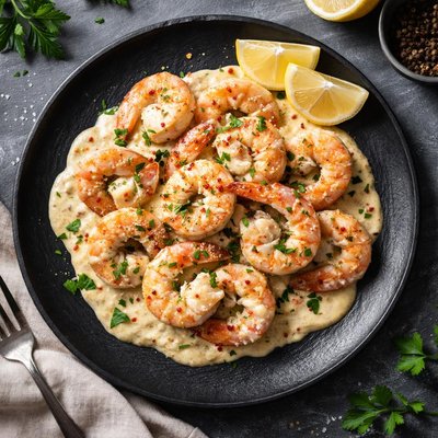 Shrimp with cream sauce