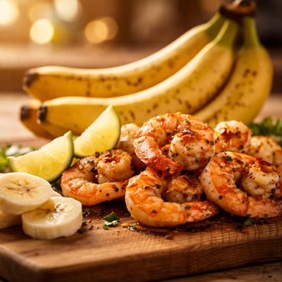 Shrimps and banana