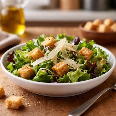 Side salad with parmesan and croutons