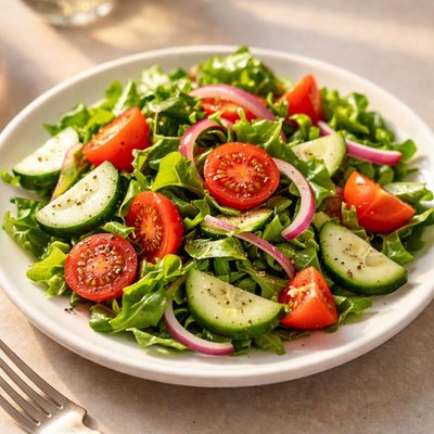 Side salad with tomatoes and cucumbers