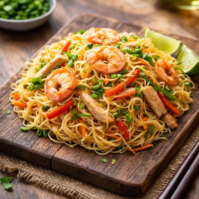 Singaporean rice noodles